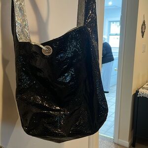 Carlos Falchi reversible silver and black shoulder bag